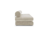 Circlus Daybed z okroglimi blazinami pogled od strani v tkanini Esina Almond
