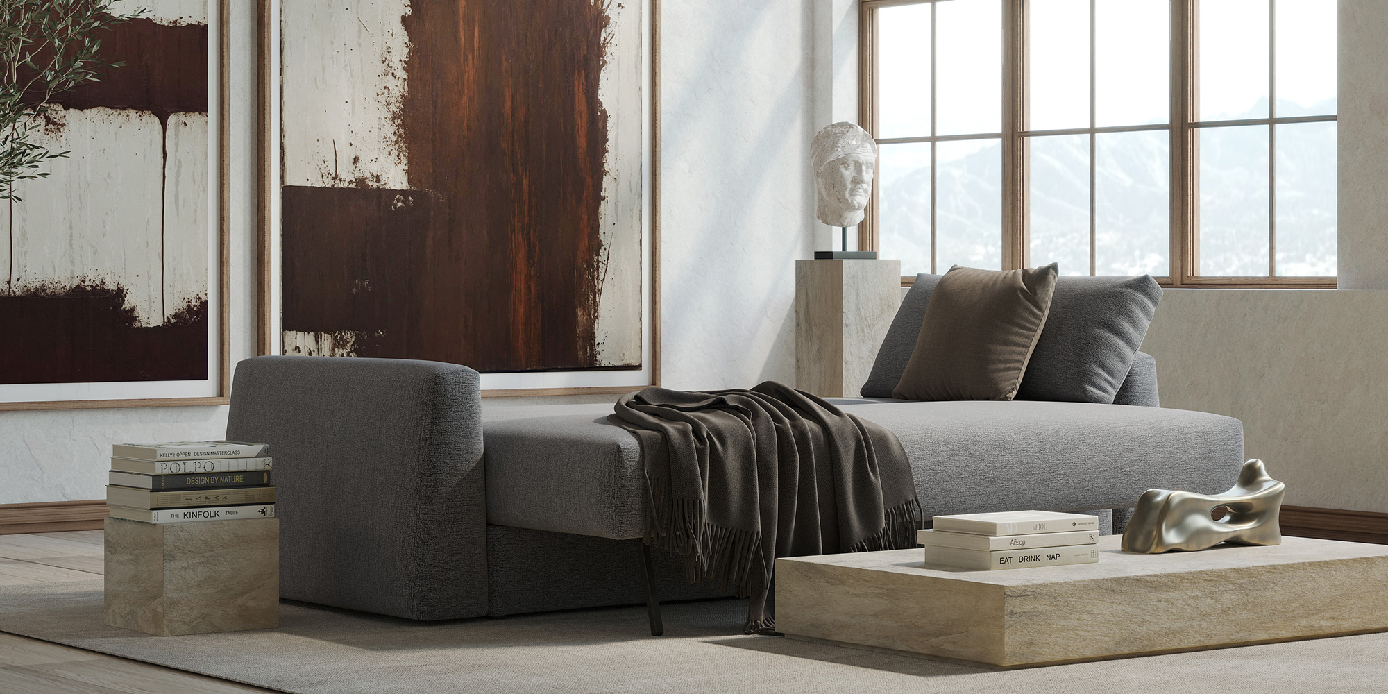 Cone Sofa Bed Raztegljiv kavč Cone Sofa Bed v tkanini 282