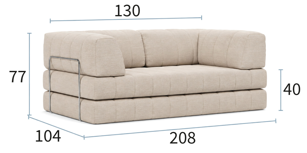 Cozy Pad C02 dimenzije kavča: 208 × 104 cm, višina 77 cm