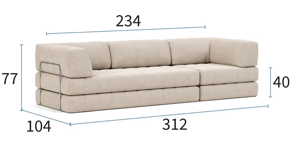 Cozy Pad C07 Grand dimenzije kavča: 312 × 104 cm, višina 77 cm