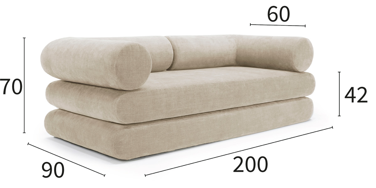 Circlus Daybed z L-nasloni dimenzije kavča 200x90 cm