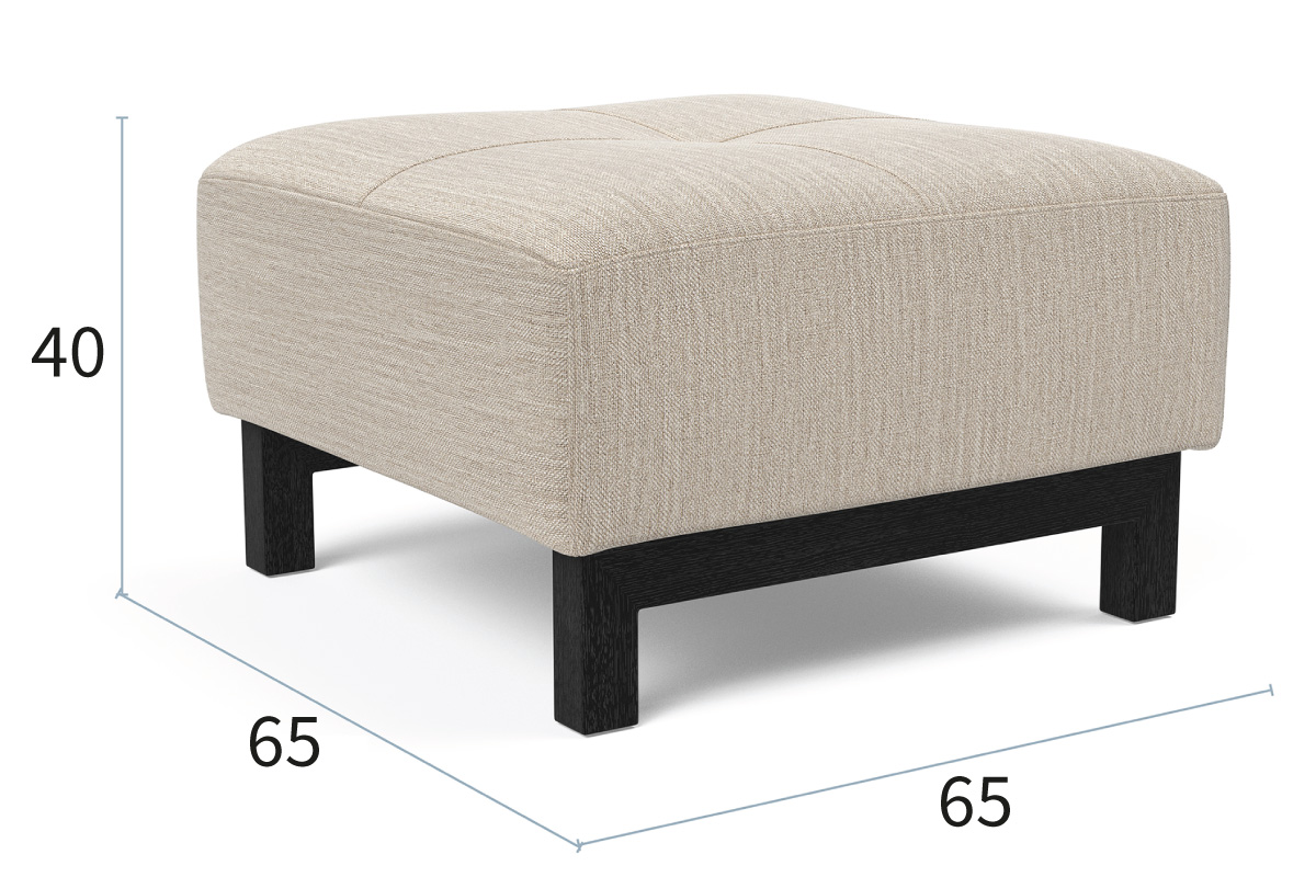 Bifrost tabure dimenzije: 65 × 65 cm in višina 40 cm, z nogami iz temnega lesa