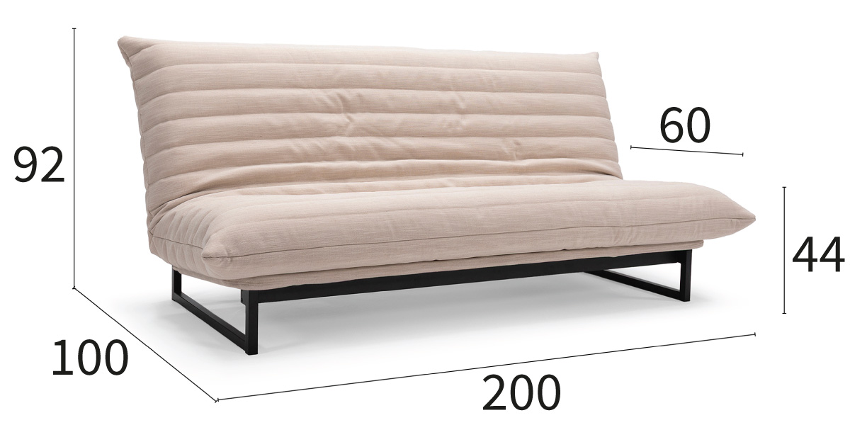 Fraction 140 Sofa Bed Quiltus dimenzije kavča širina 200 cm in globina 100 cm