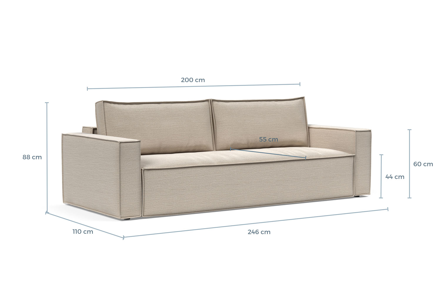 Newilla Sofa Bed dimenzije kavča 246 x 110 cm