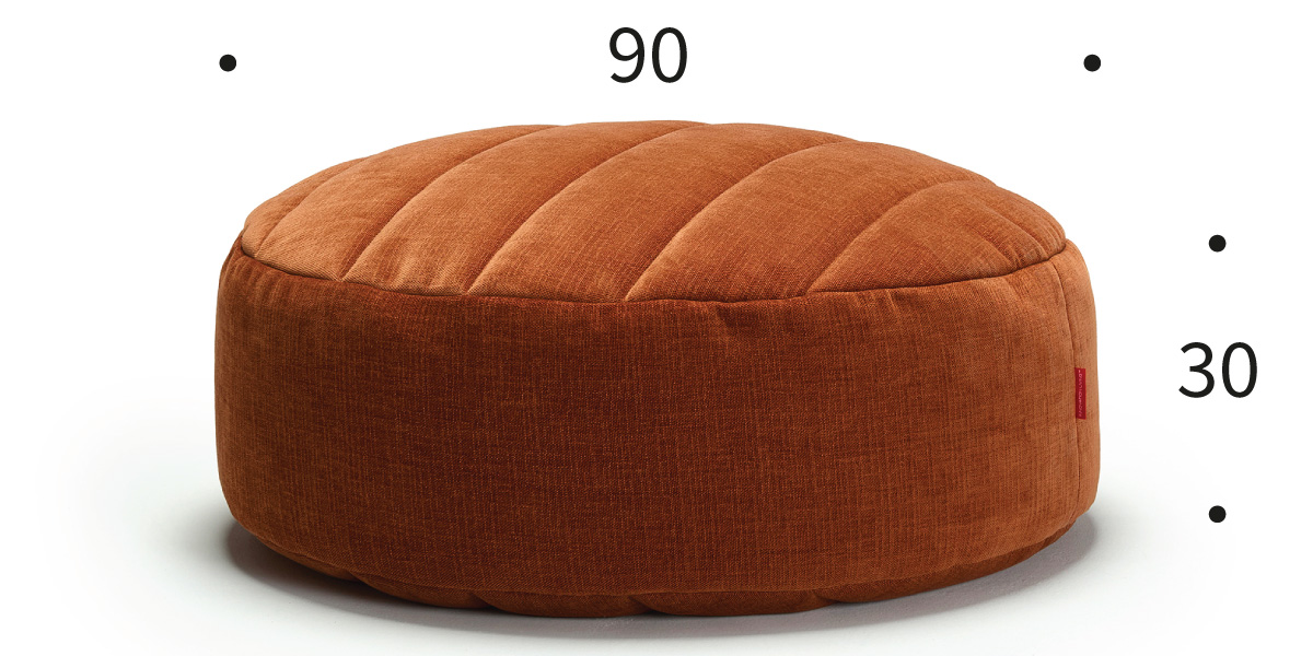 Sedalna vreča Shufflepuck Quiltus dimenzije premer 90 cm in višina 30 cm