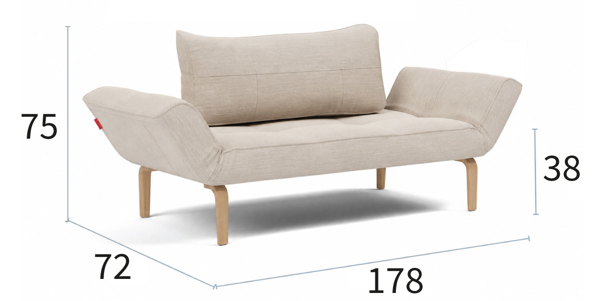 Zeal Daybed dimenzije kavča dolžina 178 cm, globina 72 cm in višina 75 cm