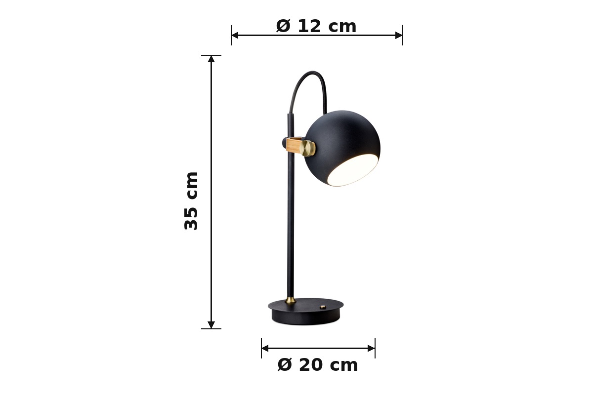 Dimenzije prenosne namizne svetilke Halo Design DC Portable