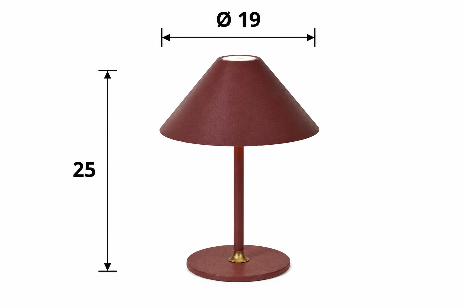 Dimenzije prenosne namizne svetilke Halo Design Hygge Ø19