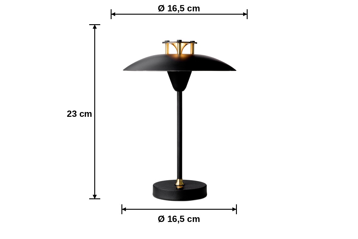 Dimenzije prenosne namizne svetilke Mini Stepp 1-2-3 Halo Design