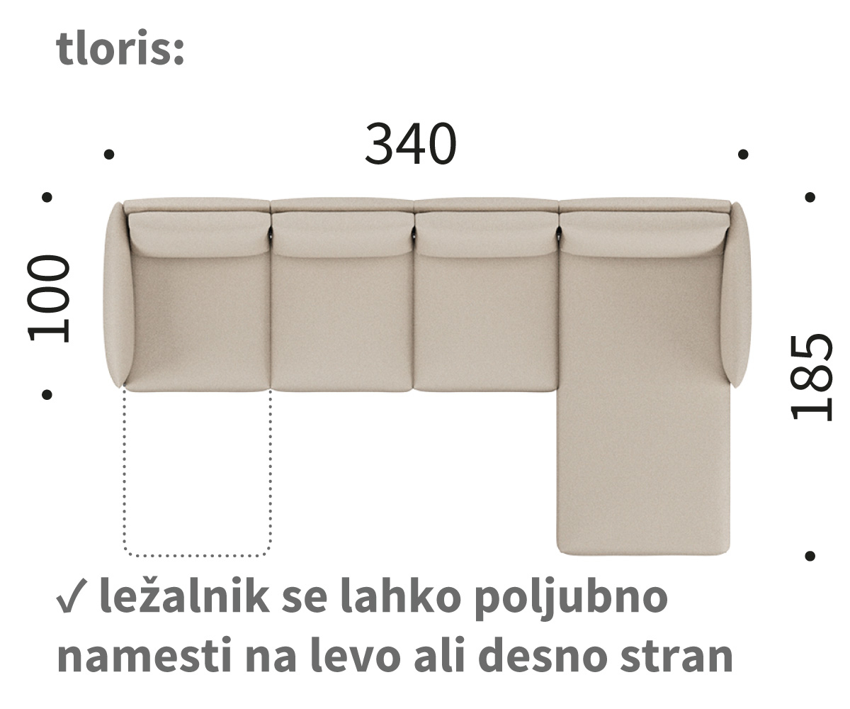 kayto B3 dimenzije kayto B3 kotna sedežna garnitura