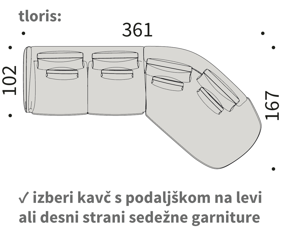 vivole kotni 45, dolžina 361 cm