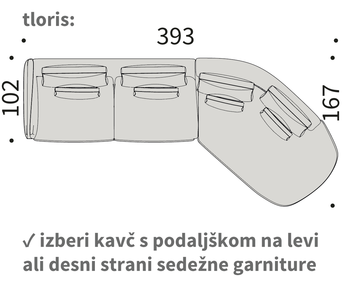 vivole kotni 45, dolžina 393 cm