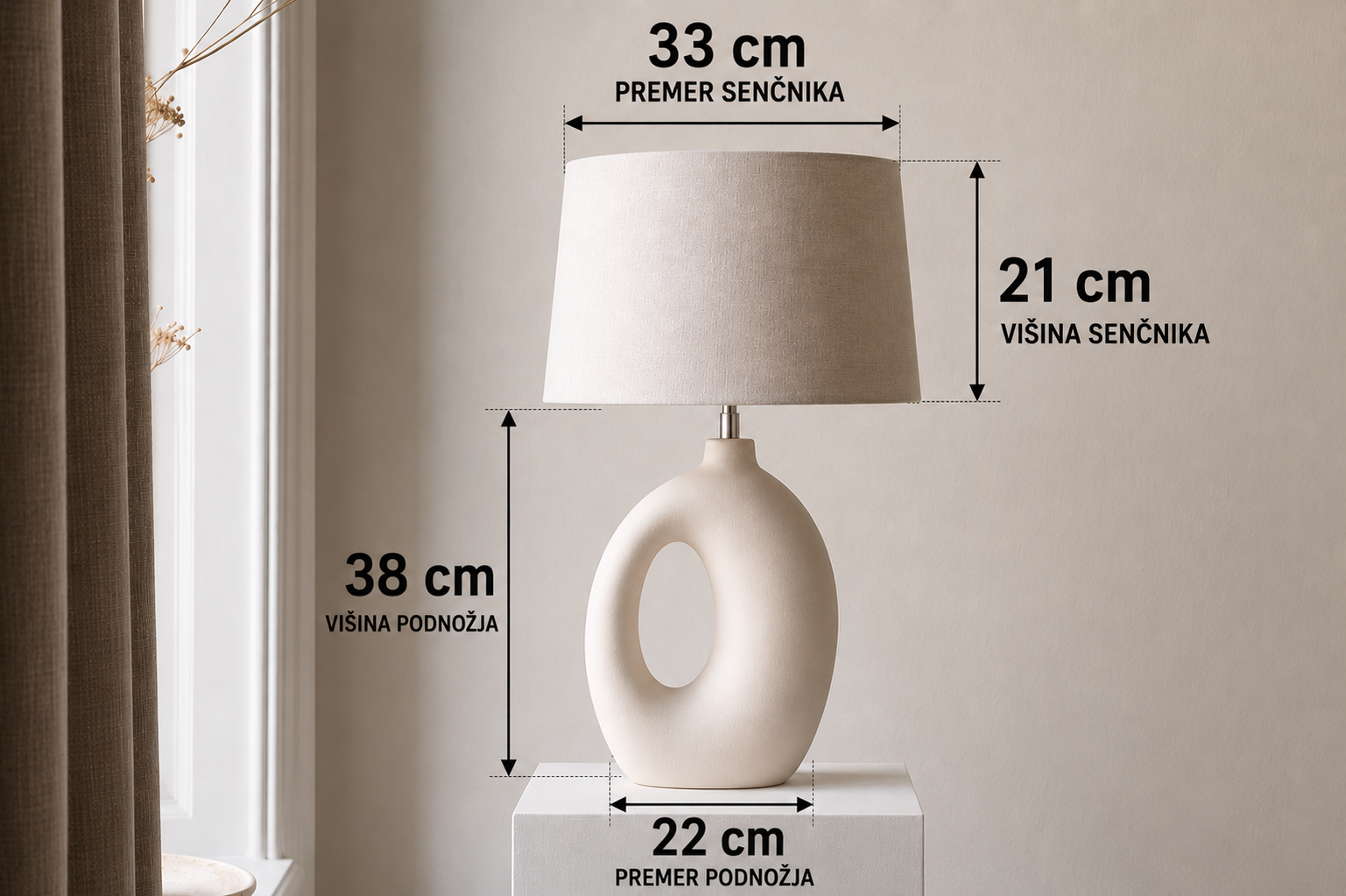 Dimenzije namizne svetilke Ada Watt & Veke